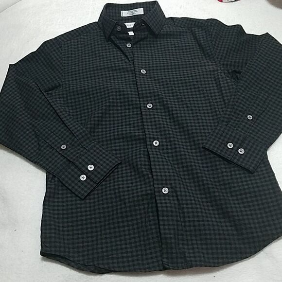Calvin Klein Black & Gray Button Down Shirt (8) - Picture 1 of 3